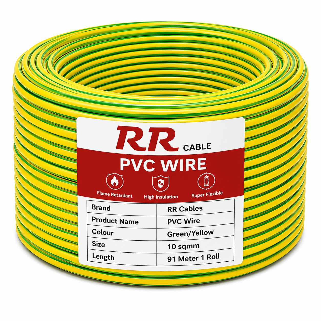 This is product image of RR Cables wire Yellow Green